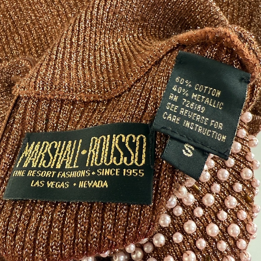 Vintage Marshall-Rousso Metallic Beaded Top View 5